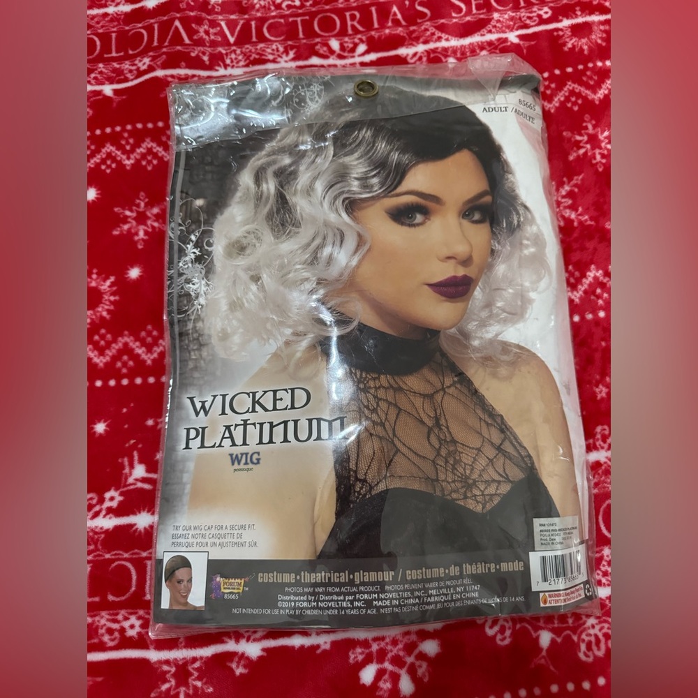 Wicked Platinum Wig - Black and white